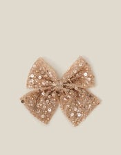 Embellished Bow Hair Clip, Gold (ROSE GOLD), large