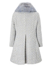 Sparkle Tweed Skirted Coat, Blue (BLUE), large