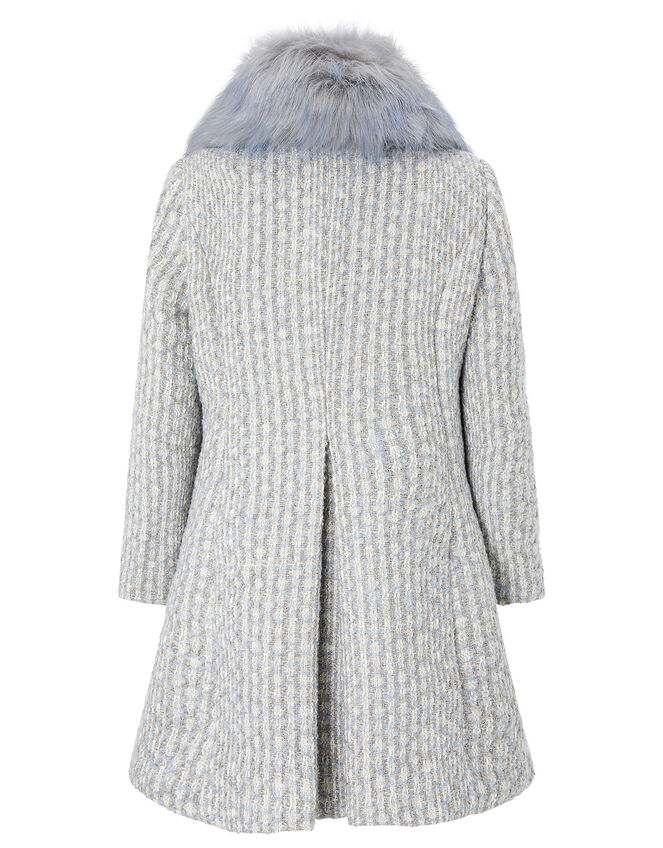 Sparkle Tweed Skirted Coat, Blue (BLUE), large