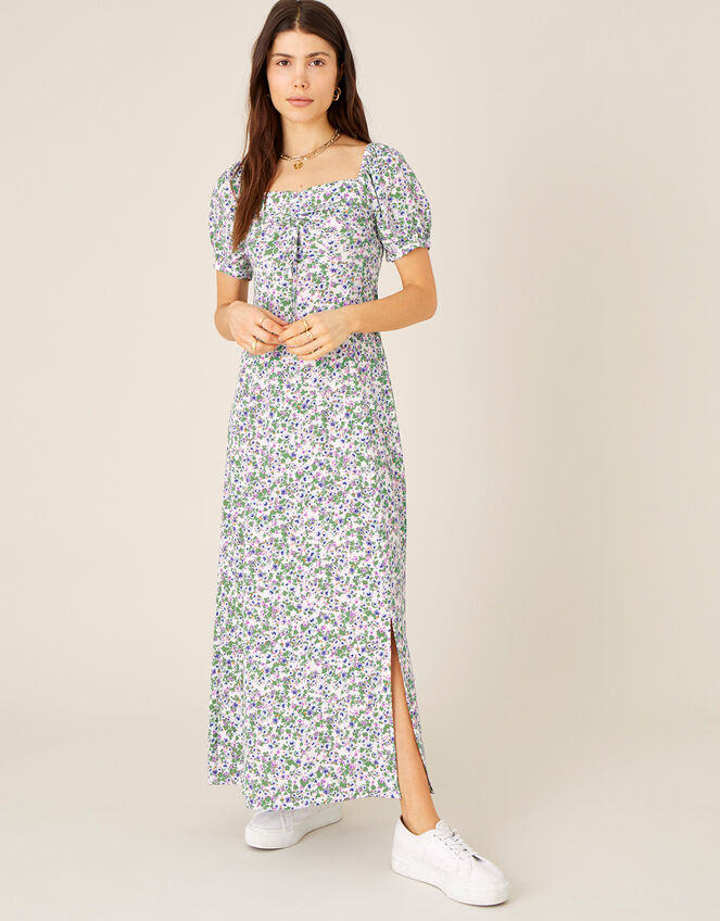 Ditsy Sweetheart Dress with Sustainable Viscose , Ivory (IVORY), large