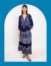 East Chrissie Batik Print Dress, Blue (NAVY), large