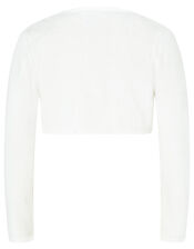 Colette 3D Flower Cardigan in Organic Cotton, Ivory (IVORY), large