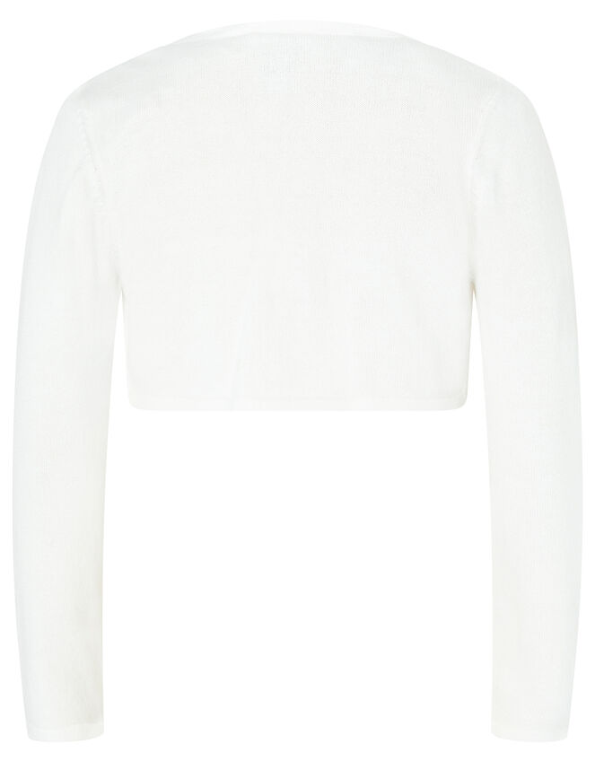 Colette 3D Flower Cardigan in Organic Cotton, Ivory (IVORY), large
