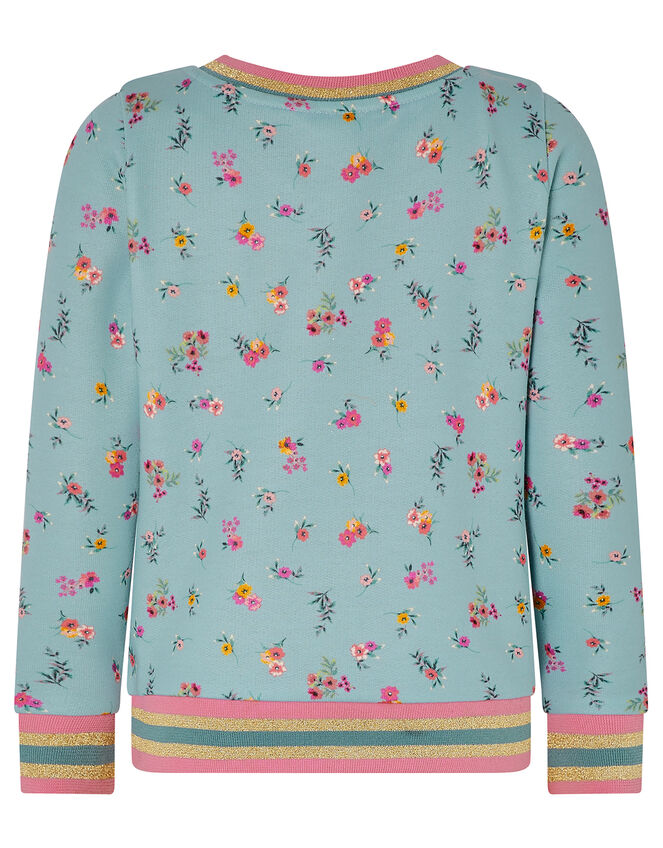 Sequin Horse Floral Sweatshirt, Blue (BLUE), large