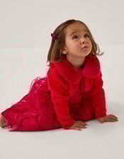 Baby Detachable Collar Fuzzy Cardigan, Red (RED), large