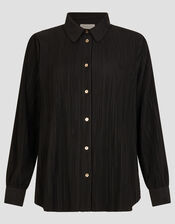 Paula Plisse Shirt, Black (BLACK), large