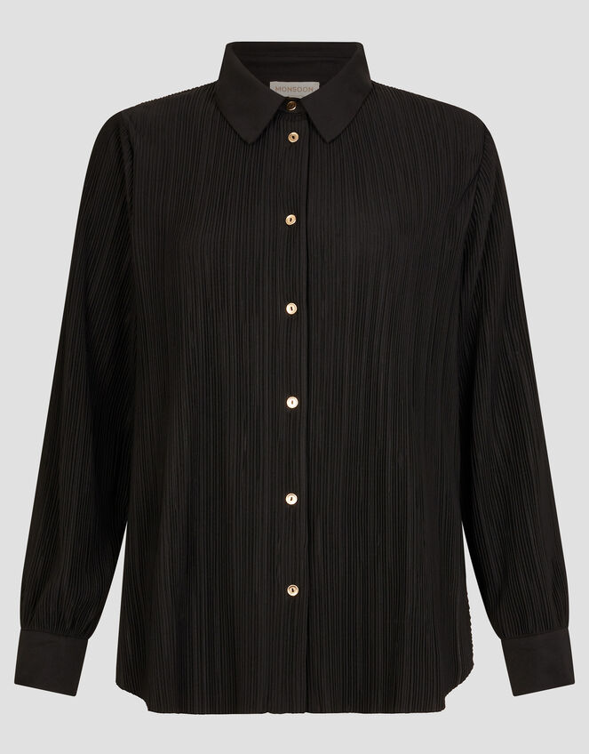 Paula Plisse Shirt, Black (BLACK), large
