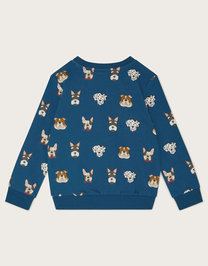 Dog Print Sweatshirt, Blue (BLUE), large