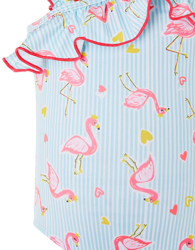 Baby Flamingo One-Shoulder Swimsuit, Blue (BLUE), large
