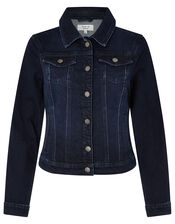 Dark Wash Denim Jacket, Blue (INDIGO), large