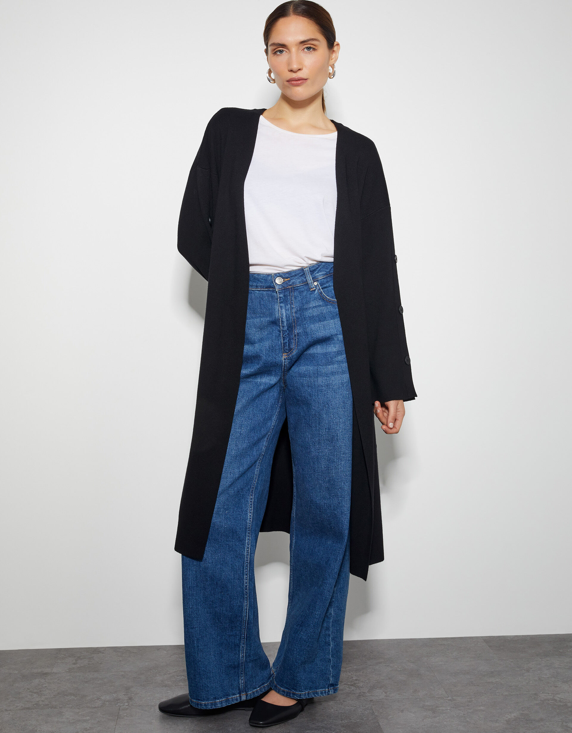 Longline cardigan with buttons shop