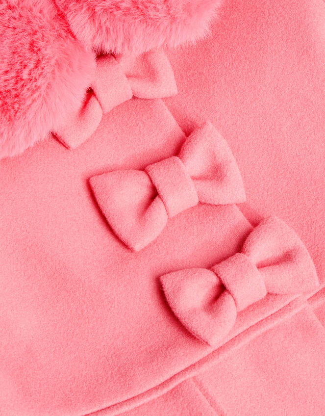 Triple Bow Coat in Wool Blend, Pink (PINK), large
