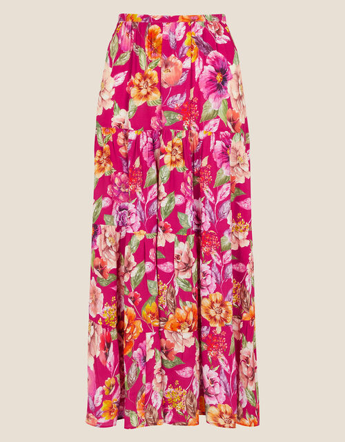 Bethany Floral Maxi Skirt in Sustainable Viscose, Pink (PINK), large