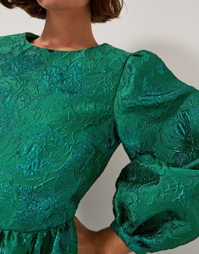 Jolene Floral Jacquard Mini Dress, Green (GREEN), large