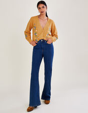 Floral Embroidered Bobble Cardigan with Recycled Polyester, Yellow (OCHRE), large