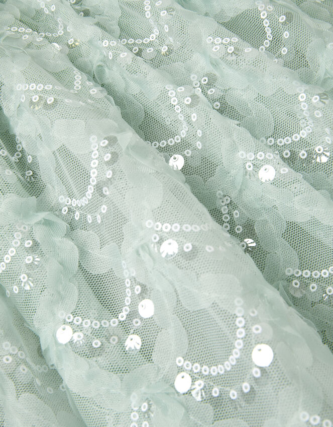 Carly Sparkle Scallop Ruffle Party Dress, Teal (TEAL), large