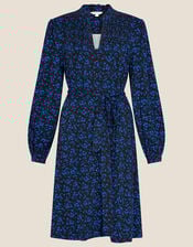 Hulia Ditsy Print Jersey Dress, Black (BLACK), large