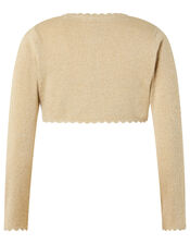 Niamh Sparkle Knitted Cardigan with Crystal Button, Gold (GOLD), large