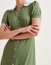 Clea Spot Jersey Midi Dress, Green (GREEN), large