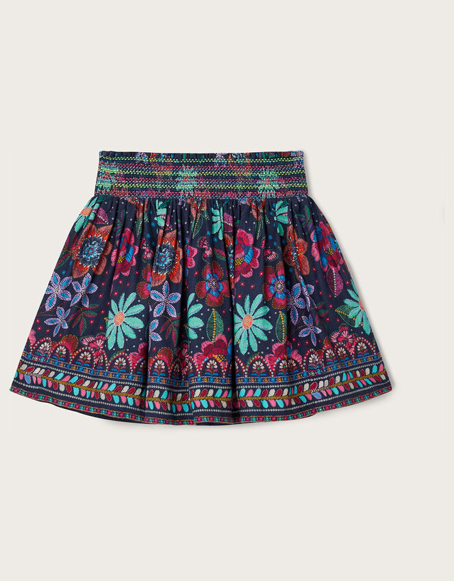 Tapestry Floral Twill Skirt Blue