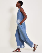 Talia Embroidered Top, Blue (DENIM BLUE), large
