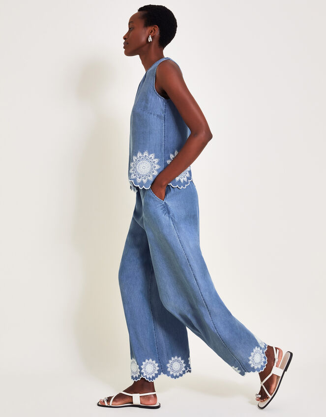 Talia Embroidered Top, Blue (DENIM BLUE), large