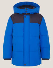 Colourblock Puffer Jacket, Blue (BLUE), large