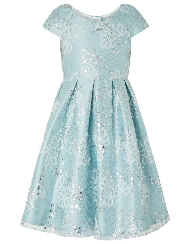 Nora Metallic Lace Dress, Blue (BLUE), large