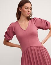 Mindy Pleated Jersey Midi Dress, Pink (PINK), large