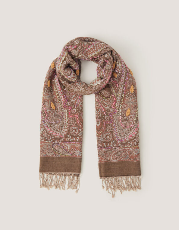 Katia Paisley Embroidered Scarf, , large