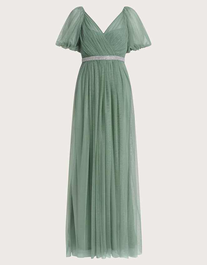 Meghan Mesh Maxi Dress in Recycled Polyester, Green (GREEN), large