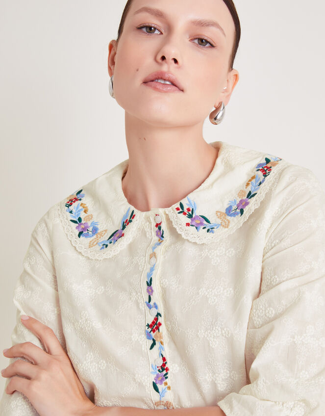 Clara Embroidered Shirt Ivory | Tops & T-shirts | Monsoon UK 