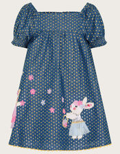 Baby Foil Spot Character Chambray Dress, Blue (BLUE), large