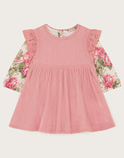 Newborn Betsy Floral Top and Pinafore Dress Set, Pink (PINK), large