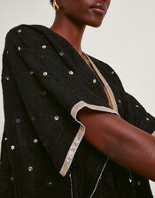 Sequin Embellished Kimono, Black (BLACK), large