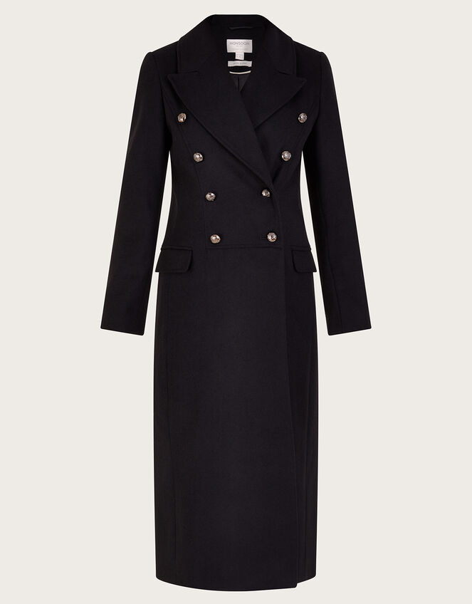 Daria Double-Breasted Coat, Black (BLACK), large