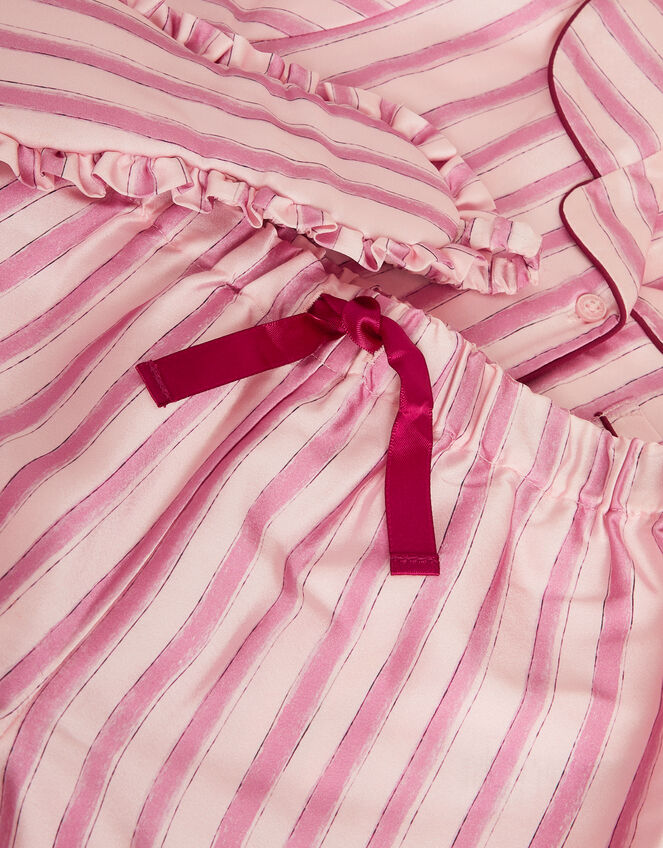Fairytale Stripe Satin Long Pyjamas & Sleep Mask Set, Pink (PINK), large