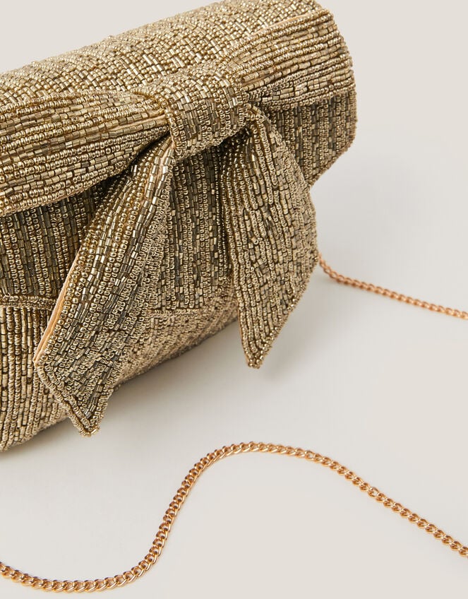 Bella Beaded Bow Bag, Gold (GOLD), large