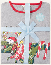Christmas Dinosaur Pyjama Set, Blue (NAVY), large