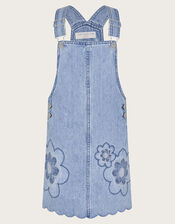 Denim Flower Pinafore, Blue (BLUE), large