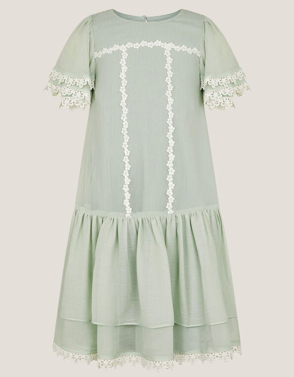 Antonia Drop Waist Flower Dress, Green (SAGE), large