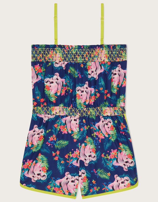 Koala Print Playsuit, Blue (NAVY), large