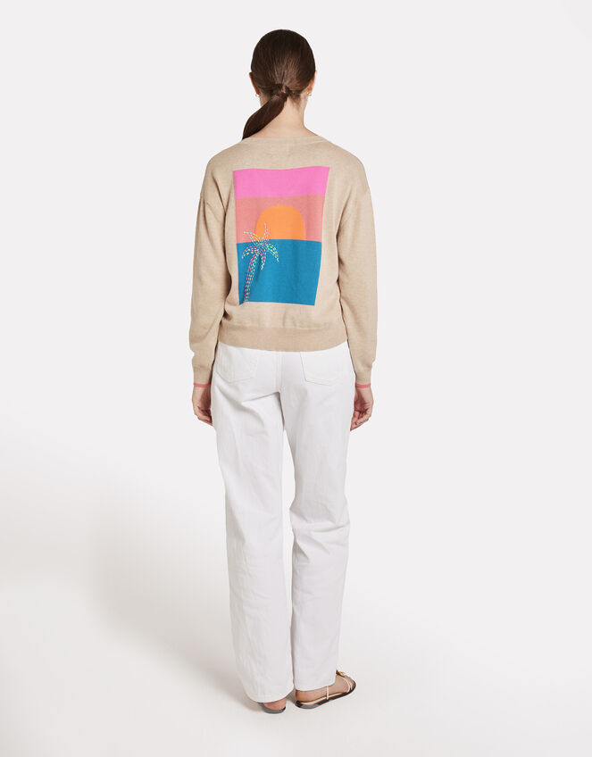 Wispr Sydney Sunset V-Neck Jumper, Camel (BEIGE), large