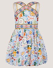 Monsoon x Charlie Taylor Printed Bubble Hem Dress, Ivory (IVORY), large