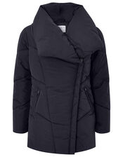 Dhalia Short Padded Coat in Recycled Fabric, Blue (NAVY), large