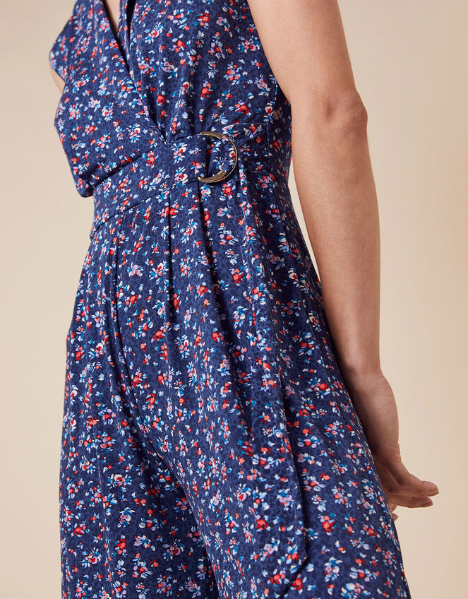 Dione Ditsy Floral Jersey Jumpsuit, Blue (NAVY), large