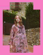 One Hundred Stars Giant Kantha Pussybow Midi Dress, , large