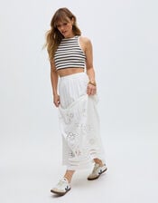 Raffya Georgina Cotton Maxi Skirt, Cream (CREAM), large