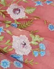 Kristi Floral Embellished Tulle Skirt, Pink (DUSKY PINK), large