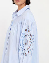 East Cutwork Oversized Shirt, Blue (BLUE), large